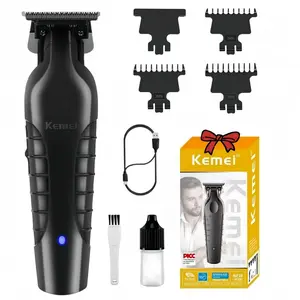 Kemei 2299 Barber Cordless Hair Trimmer, 1 Set 0mm Zero Gapped Carving Clipper Detailer, Professional Electric Finish Cutting Machine for Men, Cordless Clippers Set