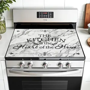 Wood Grain Heart Home Kitchen Mat Design Non-Slip Rubber Oven Pad, Stove Panel Protector, Easy Clean, Multi-Purpose Cooktop Cover