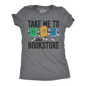 Womens Funny T Shirts Take Me To The Bookstore Nerdy Reading Lovers Tee For Ladies Funny Womens T Shirts Cute Vintage Fashion Casual Ladies T-Shirt Gift Funny Nerd Top Women's Novelty Tees Dark Grey