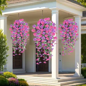 Artificial Flower Vine|Vibrant Morning Glory Artificial Flower Ring, Outdoor Decoration for Garden Walls, Balconies, and Front Yards|Women's Gift for Mother's Day, Summer Party&Autumn Wedding Decoration, Christmas, Birthday Party
