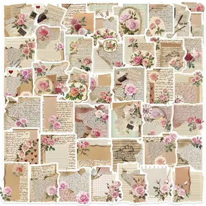 50 Vintage Rose Motivational Quotes Stickers, Creative Waterproof Notebook Desk Mug Stickers, Decorative Stickers for Inspiration, Sticker Collage Pack