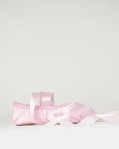 Kids Satin Ballet Shoes with Ribbon