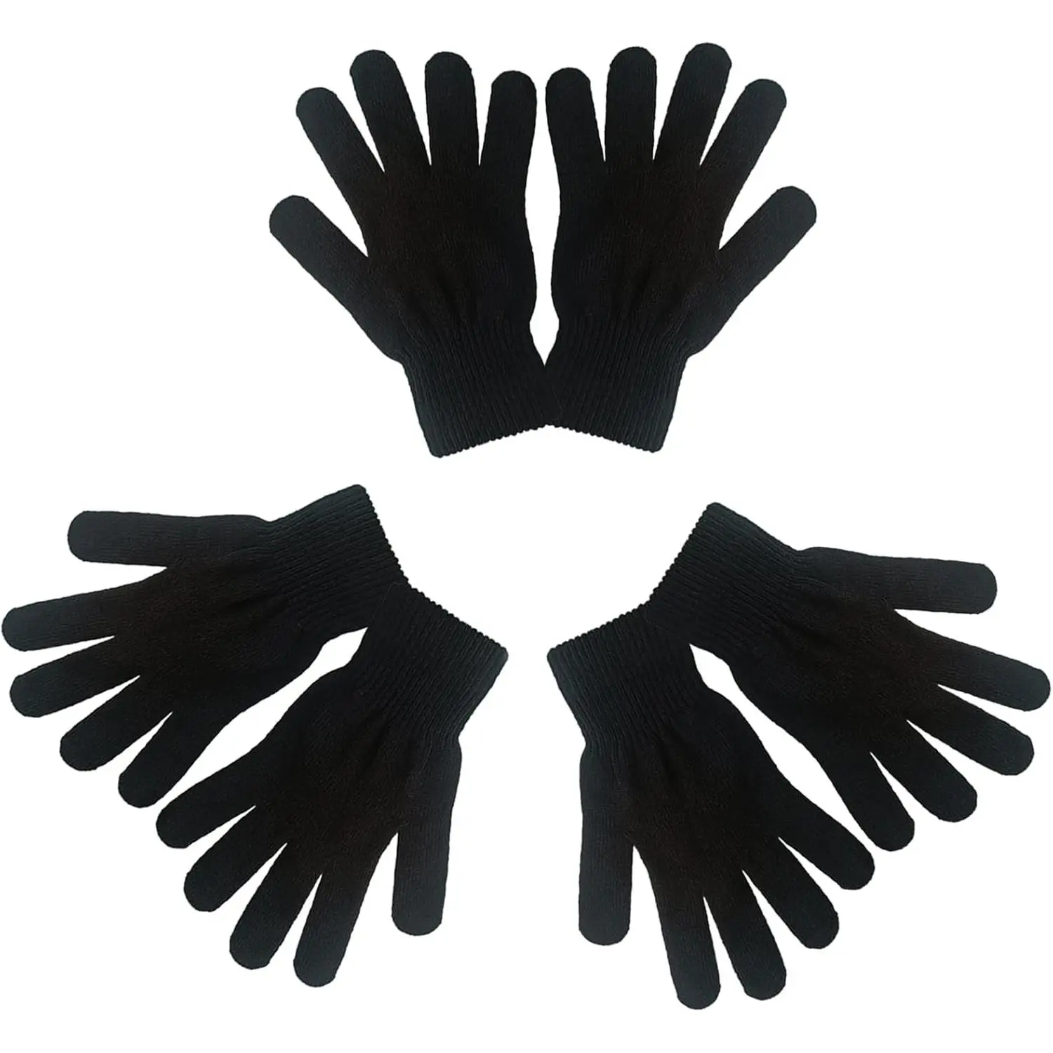 3 Pairs Magic Gloves Black Warm Winter Gloves for Teens Adults Men Women Cold Weather Work Gloves