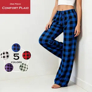 Unisex Plaid Drawstring Lounge Pants, Lightweight PolyesterPajama Bottoms for Spring & Fall, Comfy Home Wear SleepPants, 1 Pack adjustable spaghetti strap soft modal Fit Loungewear Womenswear Homewear