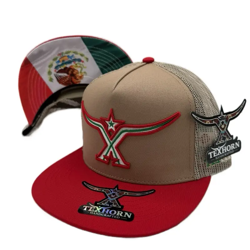 TEXHORN CAP STYLE RIO BRAVO with Mexico Flag in Under Brim - Handcrafted Design & Unique Star Emblem