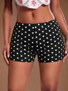 Polka dot shorts women high waisted bodycon mini biker shorts y2k vintage retro style tight fitted stretch slim fit sexy curve shorts summer casual streetwear going out party outfit cute aesthetic lightweight breathable comfy shorts