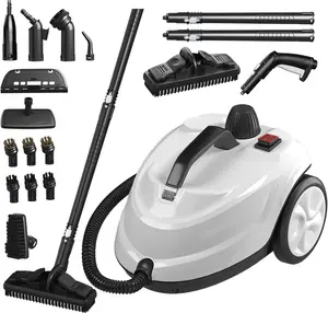 Steam Cleaner,  Heavy Duty Canister Steamer with 34 Accessories, Steam Mop with 16.4 Ft Extra-Long Power Cord for  Floor Cleaning, Grout, Upholstery,  Detailing, White