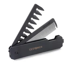 Protable Folding Pocket Comb for Men, 2 in 1 Hair Comb - Fine Tooth Comb, Styling for Everyday Grooming & Combing Hair, Beards