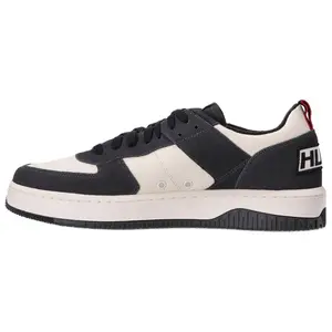 HUGO BOSS Leather Round-Toe Lace-Up Thick-Sole Low-Top Sneakers for Men in Black and White Trending Shoes, House White Official Shoes to Get / Maison Mihara