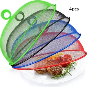 4pcs Metal Mesh Screen Food Cover Tent Umbrella, 11 Inch, Reusable Outdoor Picnic Food Covers, Protects From Flies, Bugs, Mosquitoes