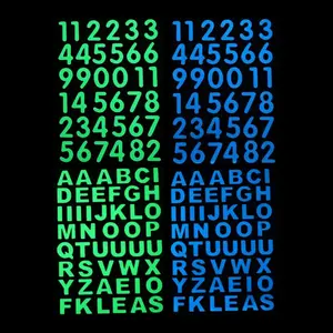 1pc Digital English Letter Glow-In-The-Dark Sticker, and Blue Light, Suitable for Smooth Flat Surfaces, Fluorescent Decorative Patch