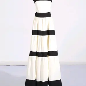 Didi Long White Black Stripes Dress - Casual Women's Wear, Elegant Striped Design, Versatile Style for Any Occasion - Womenswear