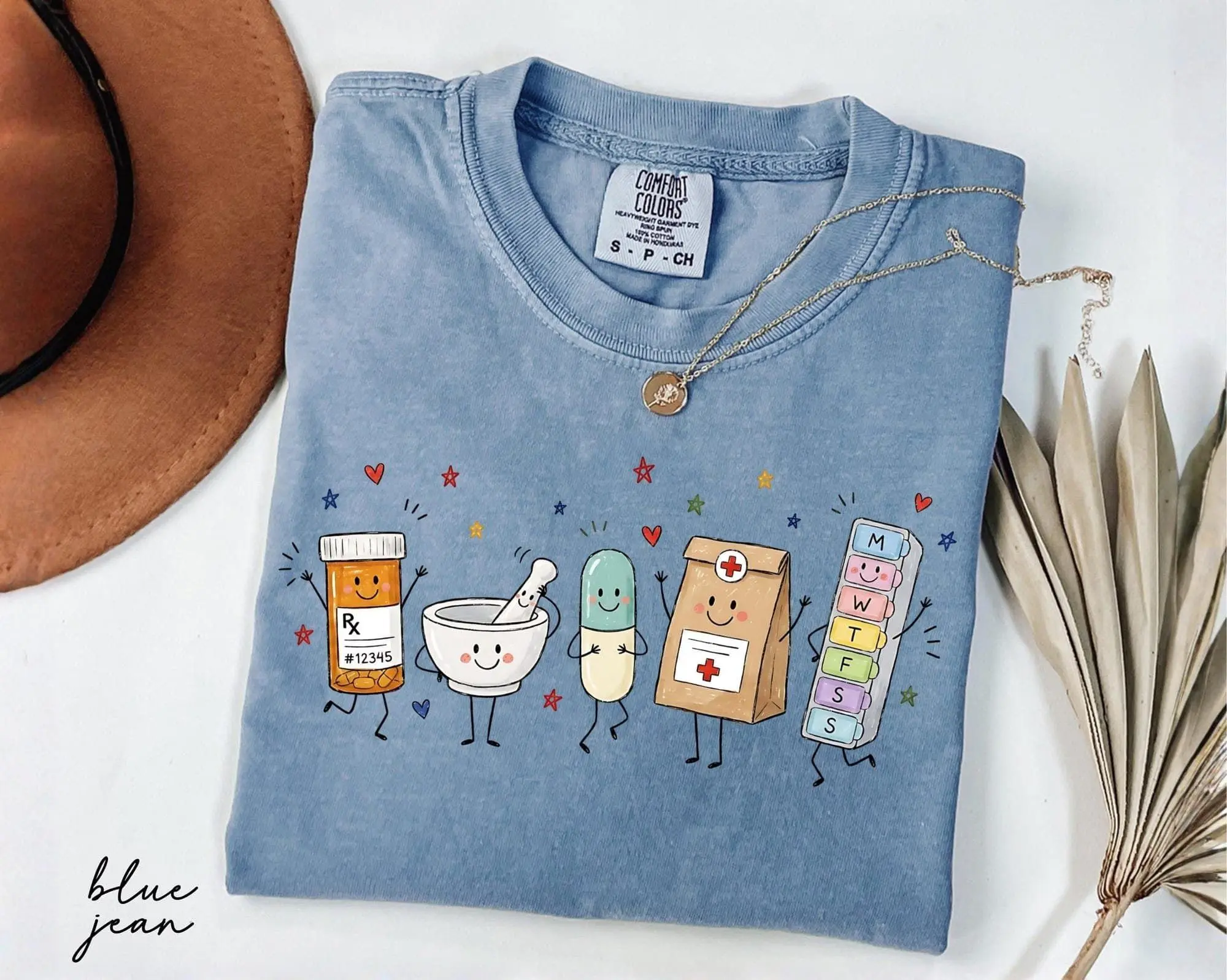 Comfort Colors Pharmacist Doodle Characters Shirt, Pharmacy Technician Tee, CPhT Shirt, Gift For Pharmacy Tech, PharmD Graduation Gift