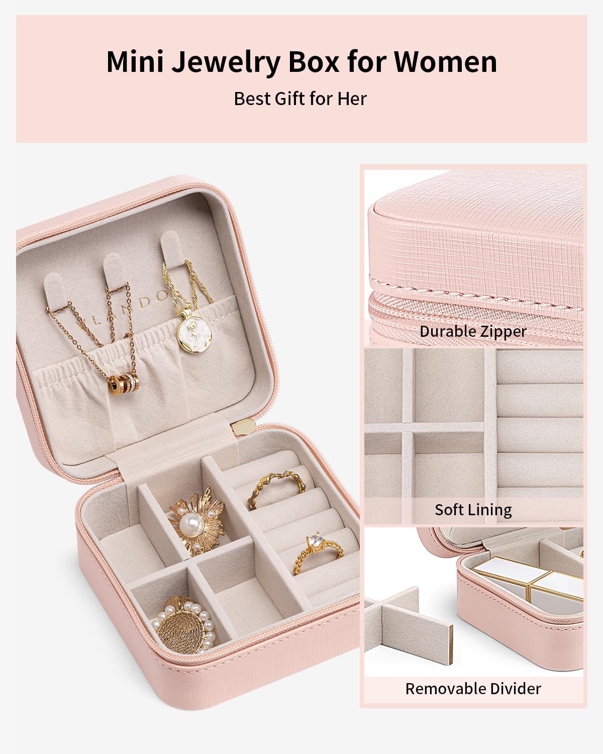 Mini Travel Jewelry Case Organizer for Women – Waterproof PU Leather Jewelry Box with Soft Flannel Lining, Compact Portable Storage for Rings, Earrings & Necklaces, Anti-Tangle Travel Jewelry Holder Mini Travel Jewelry Case Organizer for Women – Waterproof PU Leather Jewelry Box with Soft Flannel Lining, Compact Portable Storage for Rings, Earrings & Necklaces, Anti-Tangle Travel Jewelry Holder