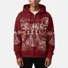 Sopula Studio Men's Zip Up Graphic Hoodie - Saints Stamp Collage, Vitruvian Man Vintage Art, Casual Fall Streetwear Tops, Mensfashion Clothing