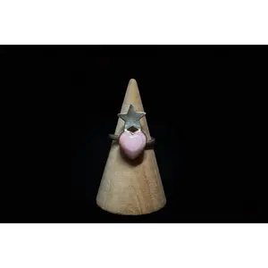 Handcrafted Pink Conch Heart & Star Ring - Adjustable