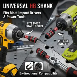 3-Piece Meairkang Magnetic Hex Driver Kit, Strong Cleanable Magnet Nut Holder, 1/4" Hex Impact Socket, Reversible H8 Design, Anti-Slip Screw Clamp