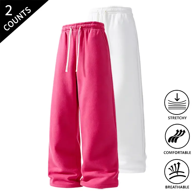 Men’s 2-Pack Breathable Casual Sweatpants, Stretch Pants with Elastic Waist for Lounging and Errands