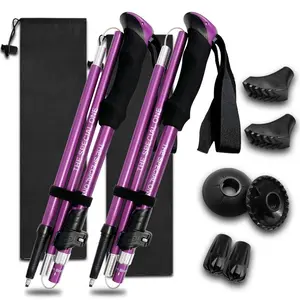 Five-section folding trekking pole, camping hiking pole, ultra-light aluminum alloy portable non-slip climbing cane