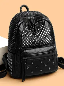 Punk Style Rivet Backpack for Women, Fashionable Large Capacity Lightweight Student Bag, Casual Washed Leather Small Backpack, Ideal for School, Commute, Travel