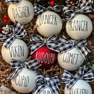 Reindeer name Christmas ornaments, Rae Dunn inspired.