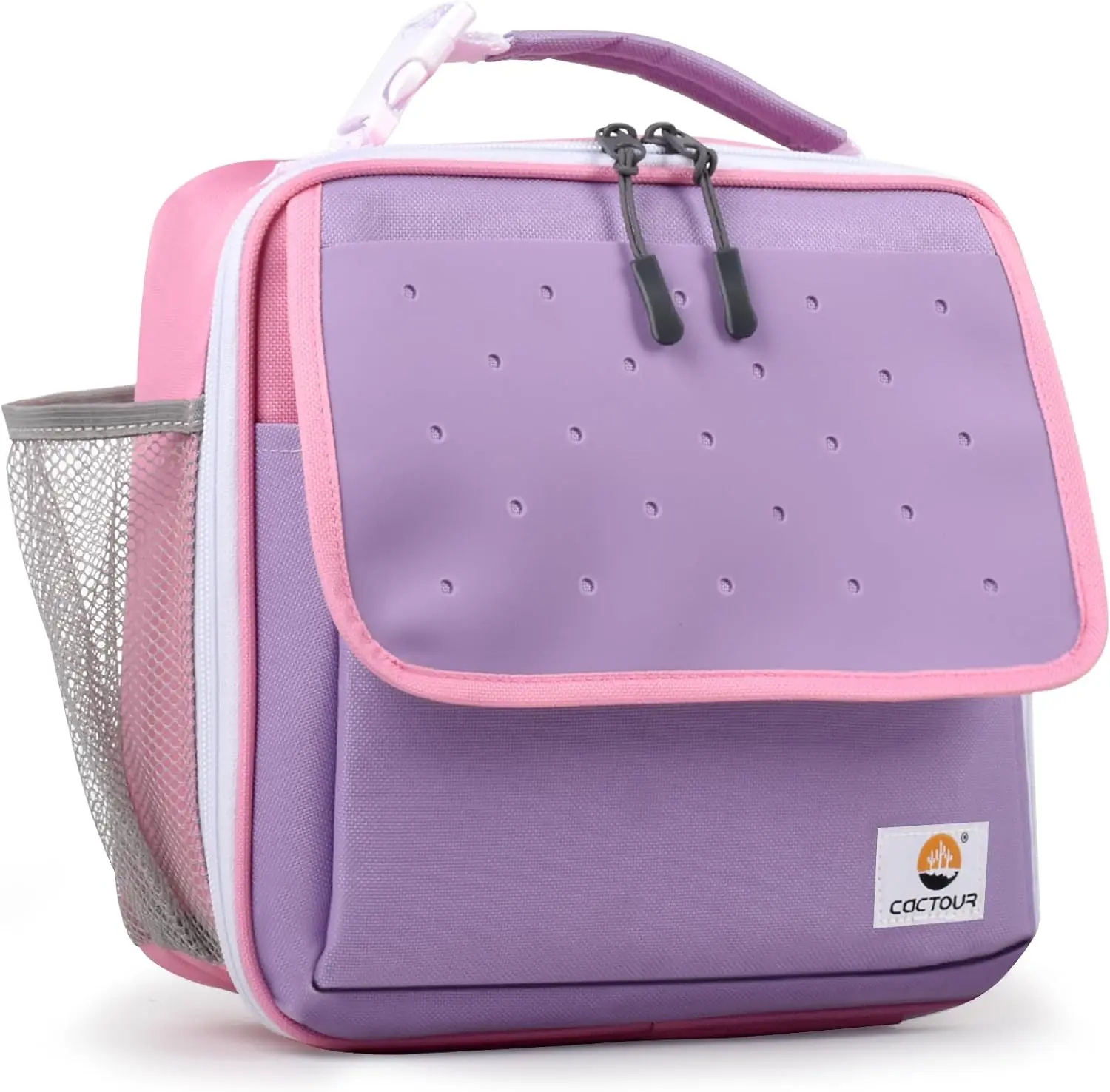 Lunch Box Kids,Fun Color Lunch Box for Girls,Large Soft Cooler Lunch Bag for Kids,Back to School Thermal Insulated Lunch Tote Bag for School Daycare Outdoor (Purple)