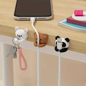 Cute Animal Desktop Multi-Functional Wire Organizer, Mouse Cable Earphone Data Line Holder, No Nail Trace Cord Manager for Home Storage, Office Desk Accessories