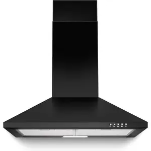 Range Hood 24 inch, 450 CFM Black Range Hood Wall Mount Ducted/Ductless Convertible Kitchen Vent Hood Chimney-Style Hood Vents for Kitchen with 3-speed, Push Button & Mesh Filters