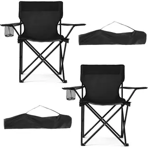 2 Pack Lightweight Folding Camping Chairs, Outdoor Lawn Beach Chair with Cup Holder & Carry Bag for Travel, Fishing, Picnic, Backyard, Hiking