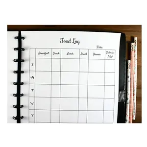 Food Log Inserts for Discbound Planners, Fits with Circa Letter, Arc by Staples, TUL, Letter Size (8.5 x 11 inches), (Planner sold separately)