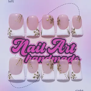 Delicatething Y2K Style Duckbill Nails, Handmade French Tip Nail Art Design, Acrylic Fake Nails, Includes Jelly Glue, Crystal Rods & Nail Files, Perfect Gift for Women!