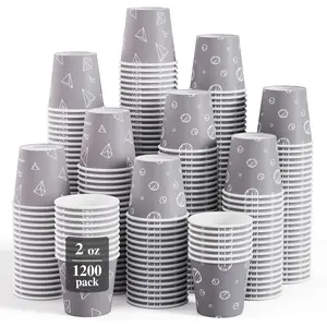 [1200 Pack] 2 oz Small Paper Cups, 2oz Disposable Bathroom Cup, Mouthwash Cups, Cold Disposable Drinking Cup for , Picnic, BBQ, Travel, and Event, Paper Sampling Cup, Assorted Grey