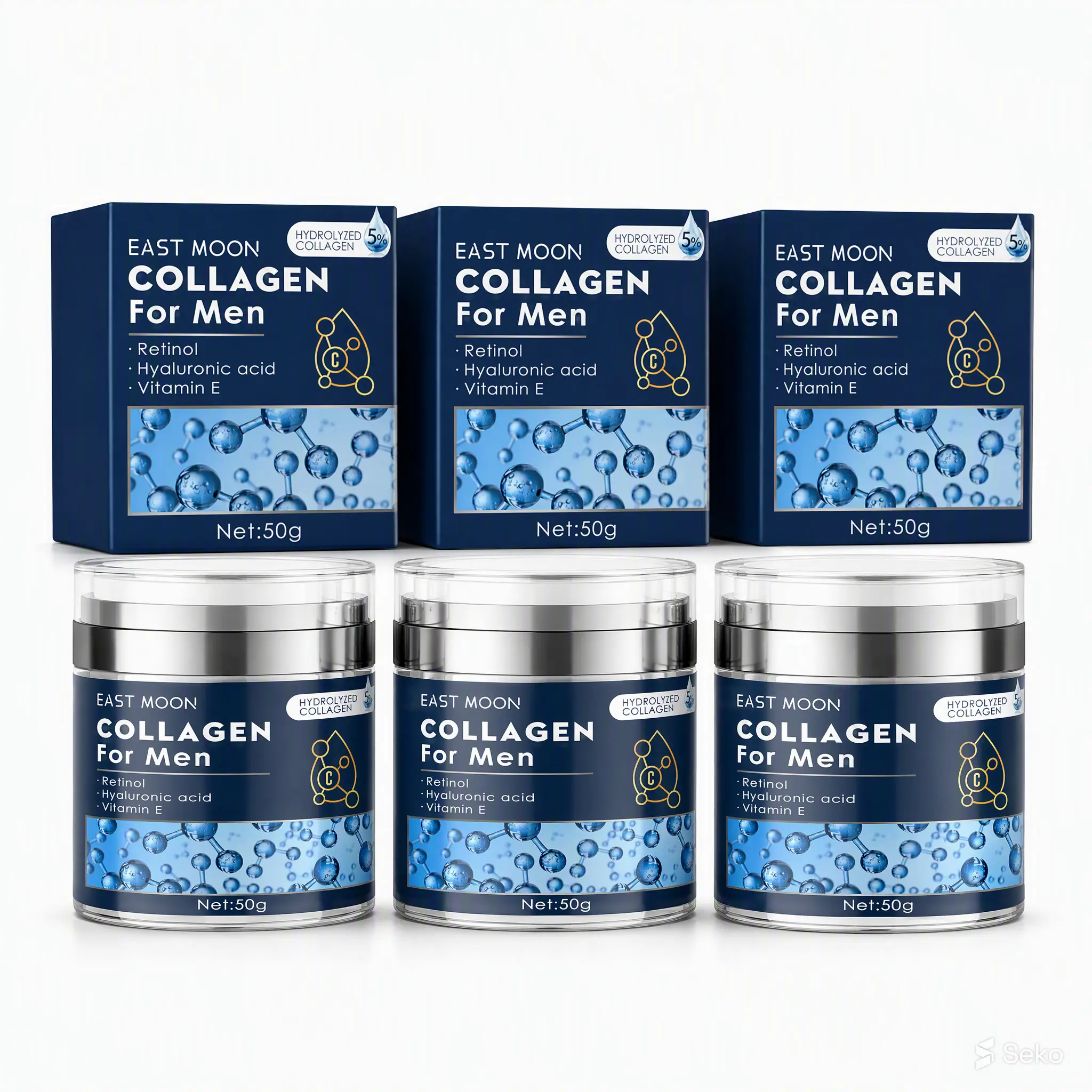 Men's Collagen Anti-Aging Face Cream with Retinol & Hyaluronic Acid, Daily Repair Moisturizer for Firming and Wrinkle Reduction, Sensitive Skin, 50g, Moisturizing, Hydrating, Skin Repair, All Skin Types