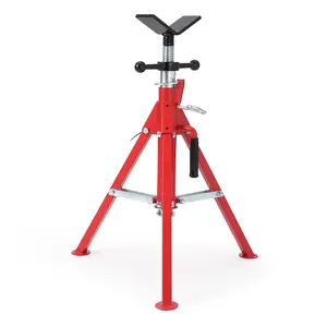 Heavy Duty V-Head Pipe Jack Stand – Adjustable Height 28-52in, 2500 lbs Load, Folding Legs, Steel Construction, Stable Support for Welding, Threading, Construction – Fits 1/8"-12" Pipes