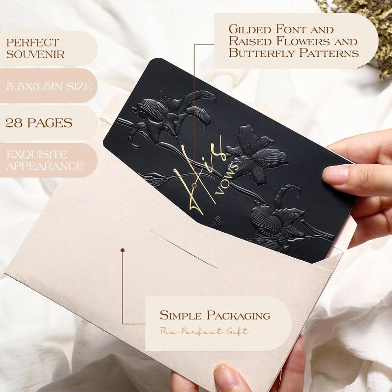 Vow Books,for Wedding Vow Books Wedding  for Bride and Groom Vows Book his and Hers with 28 Pages-5.5 * 3.5 in Wedding Notebook with Gilded Font Set of 2 (White and Black)