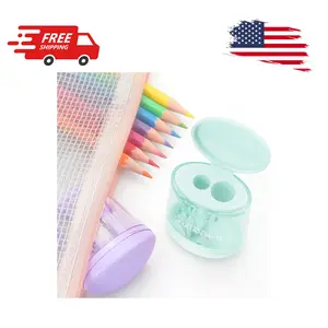 4 Pack Pencil Sharpeners Manual Dual Holes Compact Colored