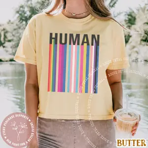 Human Pride Comfort Colors Boxy Tee Non-binary Tee Social Justice Shirt Equality Peace Pride Kindness Lgbtqia+ Tee For Them Celebrate Love