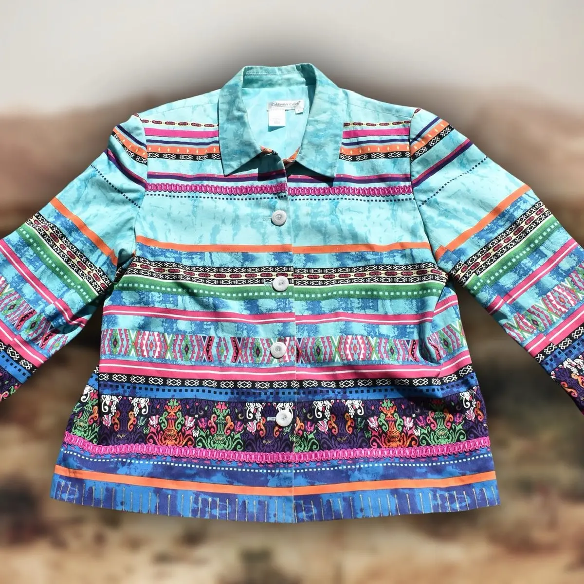 Coldwater Creek Eclectic Blazer Jacket Sz L