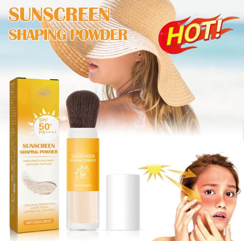 JAYSUING Sunscreen Shaping Powder SPF 50 PA+++ Oil Control Translucent Matte Finish 12-Hour Wear Buildable Puff Makeup Tool