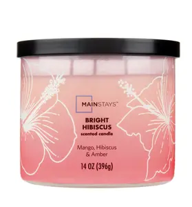 Mainstays 3-Wick Ombre Wrap Bright Hibiscus Scented Candle, 14 oz