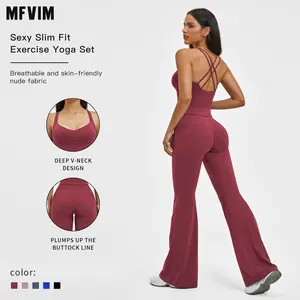 MFVIM Women’s European & American Fuzzy Yoga Set — Crossback Design for a Beautiful Back, Pilates Workout Set, Running Shock-Absorbing Fitness Outfit