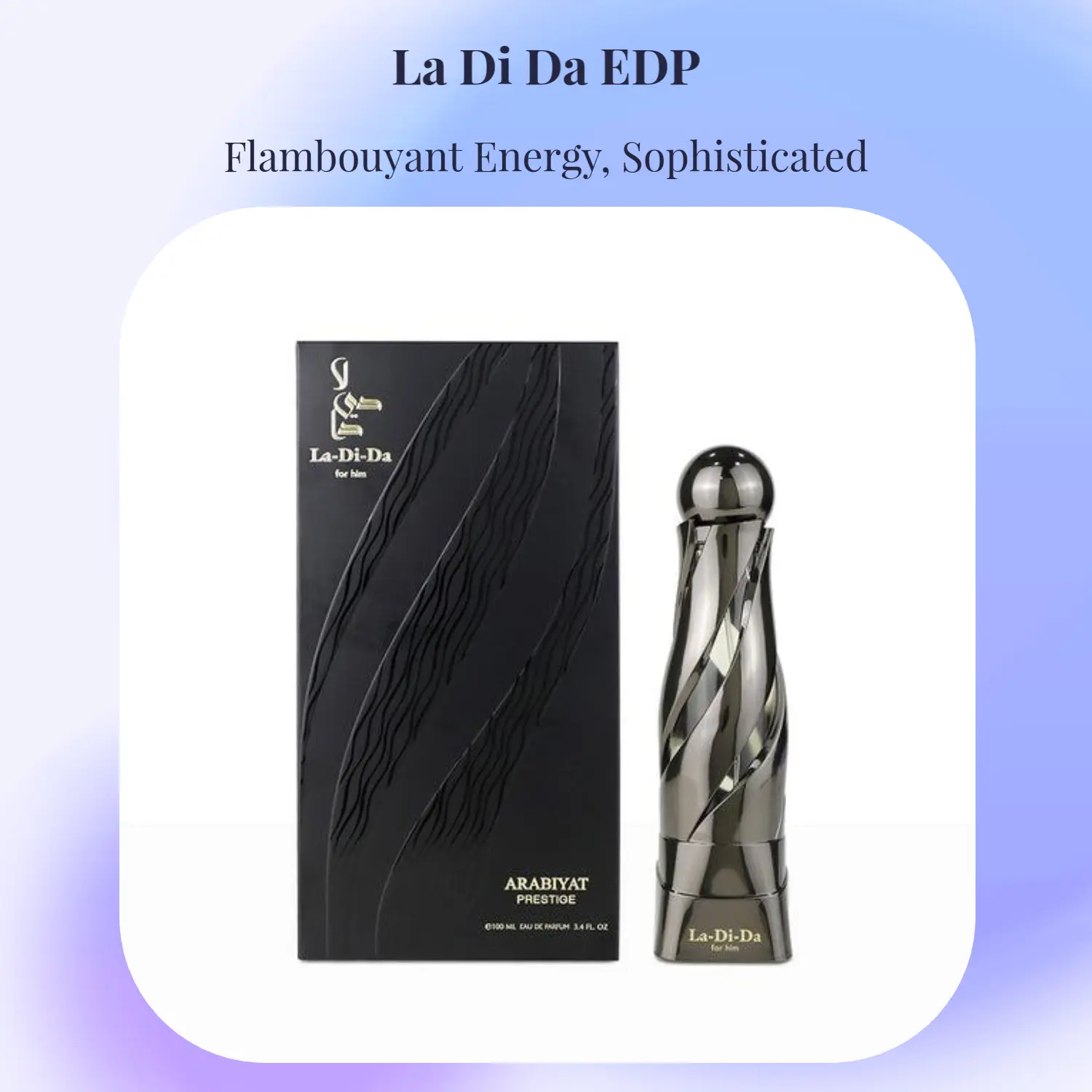 Arabiyat La Di Da Eau de Parfum, 3.4 fl oz Men's Luxury Arabian Fragrance Spray with Rich Vanilla, Bergamot & Mint Notes