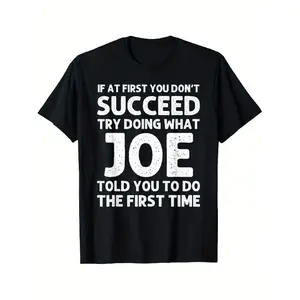 JOE Funny Birthday & Christmas T-Shirt - Name Gift Idea - Funny Saying Tee - Loose Fit Adult Casual Shirt - Machine Washable Black Shirt with White Text - Birthday, Christmas Present for Him/Her, Holiday Party Wear, Classic Round Neck, Breathable Material