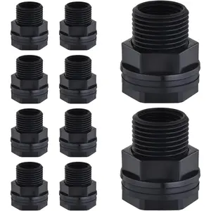 10 Pack Bulkhead Fitting, Garden Hose Threaded 3/4 Inch Male GHT x 1/2 Inch Female NPT Double Threaded Bulkhead Water Tank Connector for Rain Barrels Water Tank Pond Aquarium Tubs Pools Spigot