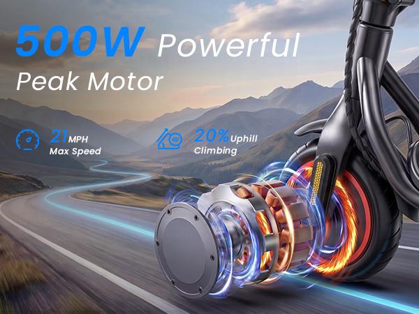 Mid-Range Neutral Electric Scooter, 8.5" Pneumatic Road Tires, 21MPH Max Speed, 350W (500W Peak) Rear Motor, 21/15 Miles Long Range, Foldable Commuter Scooter with Dual Braking (Rear Drum + Hidden Electronic Brake) & App Control