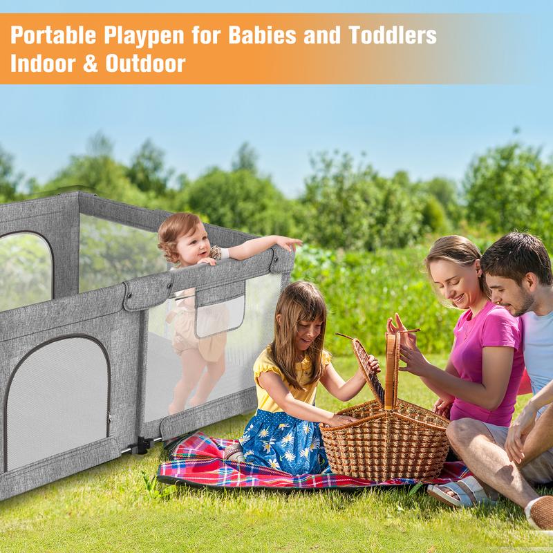 Foldable Baby Playpen,Collapsible Playpen for Babies and Toddlers, Extra Large Foldable Playpen for Baby with gate, Baby Activity Center with Fence, Travel Play Pen (Black/grey51"×51") Foldable Baby Playpen,Collapsible Playpen for Babies and Toddlers, Extra Large Foldable Playpen for Baby with gate, Baby Activity Center with Fence, Travel Play Pen (Black/grey51"×51")