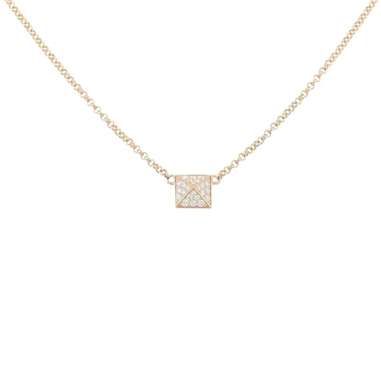 Hermes Clou De H 750 Pink Gold Diamond Necklace