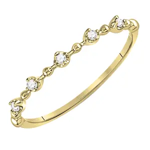 Dazzlingrock Collection 0.06 Carat Round White Diamond Bead Dot Stackable Ring for Women in 10K Solid Yellow Gold, Size 7