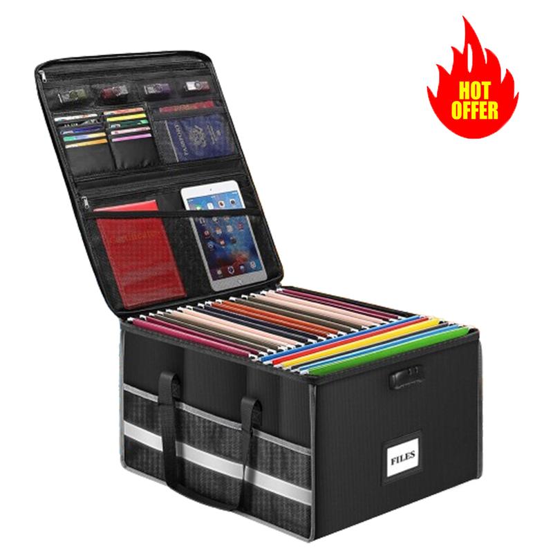 Portable Collapsible Storage Organizer Fireproof Document Case with Lock for Legal Files Home Office Letter Folders Compact & Versatile