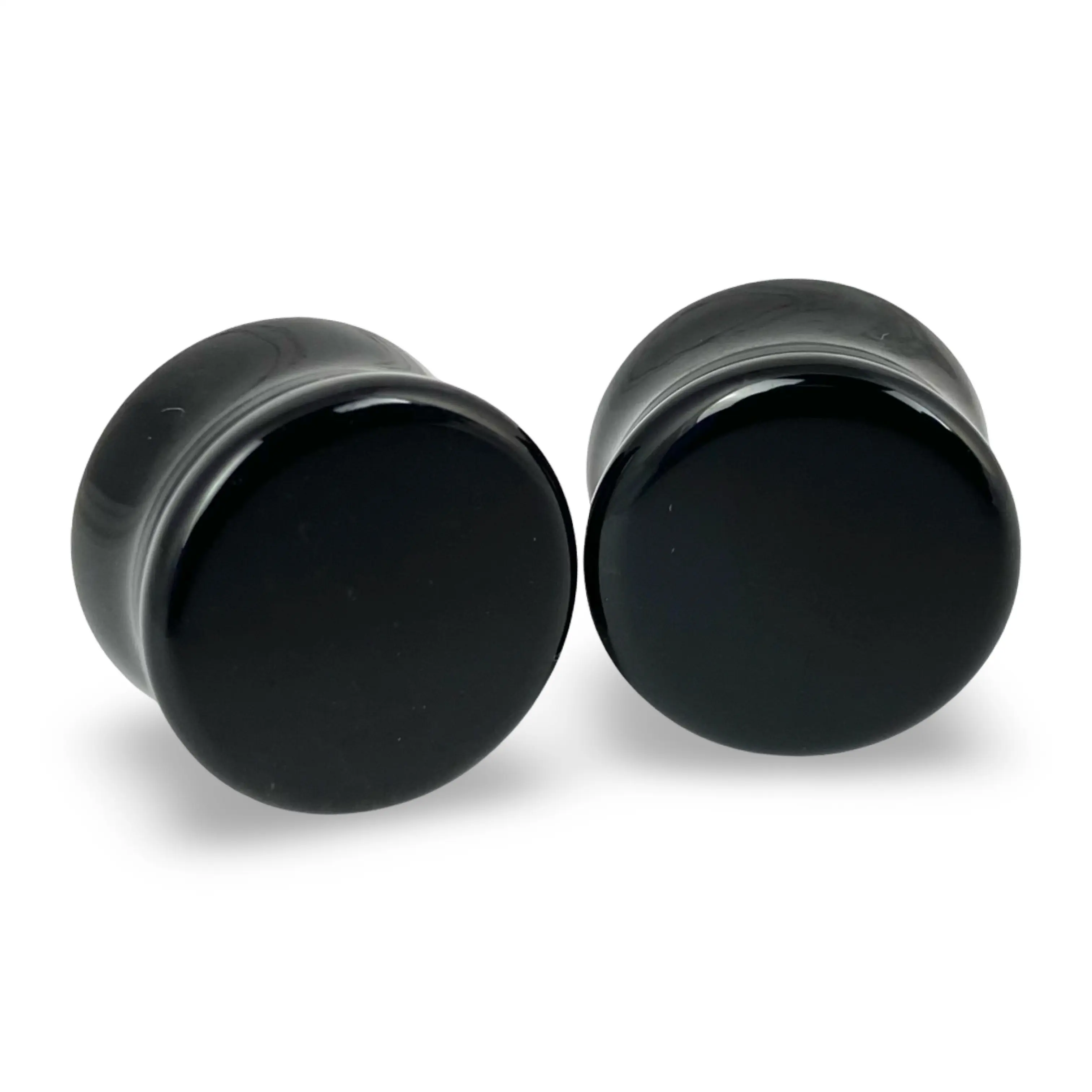 Black Agate Stone Double Flare Plugs gauges pair body jewelry